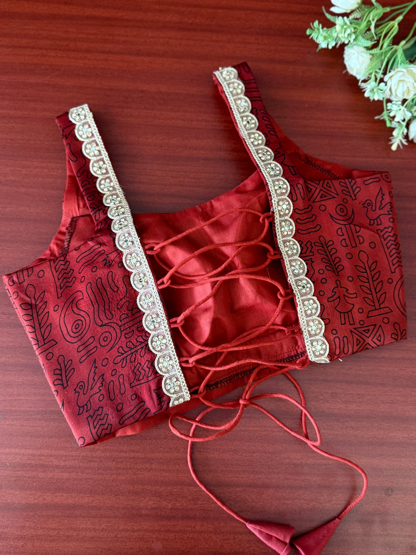 Maroon Red Zankar Ajrakh Blouse