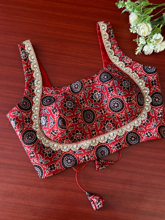 Madder Zankar Ajrakh Blouse