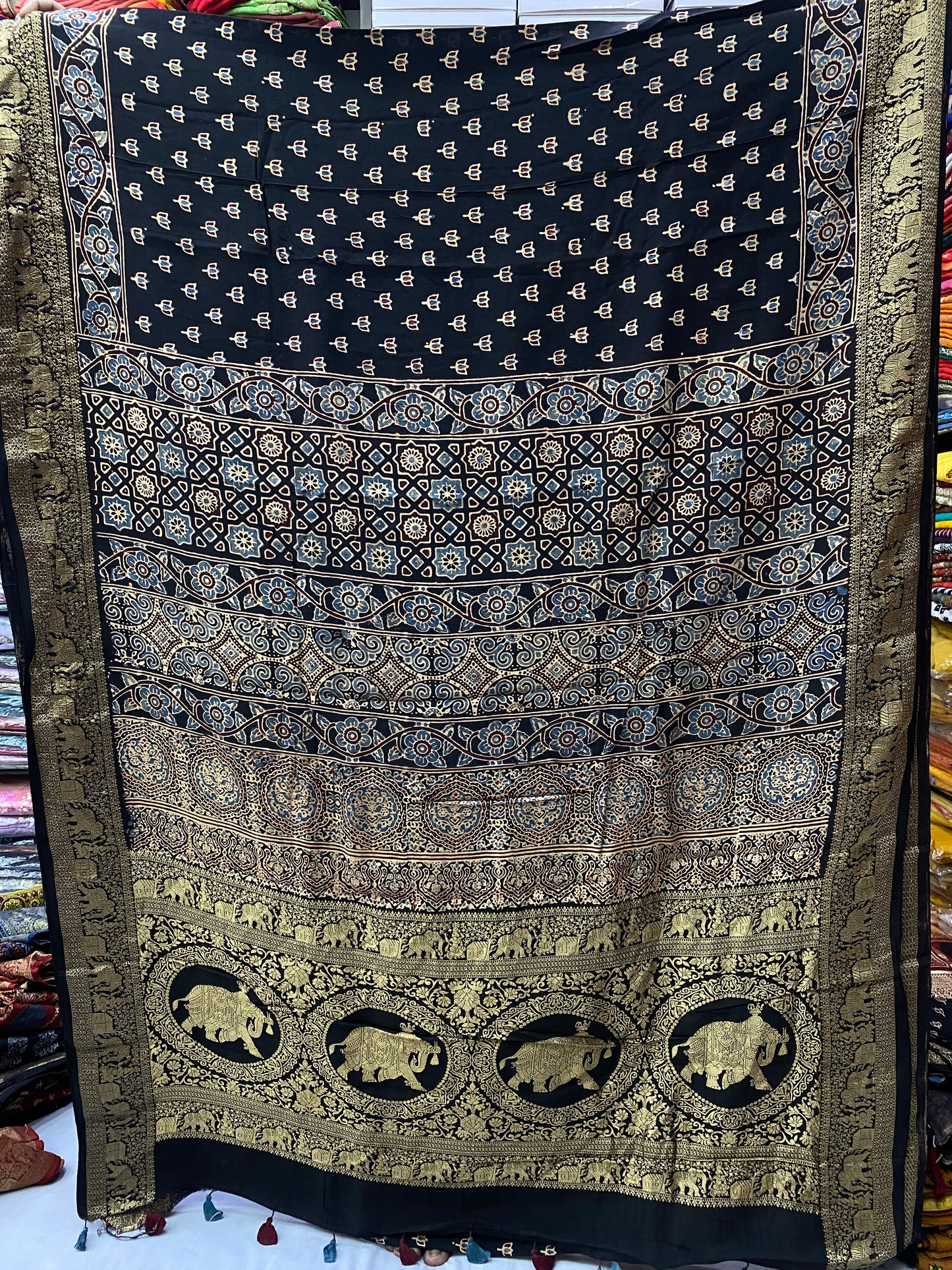 Ajrakh Dola Silk Saree 04