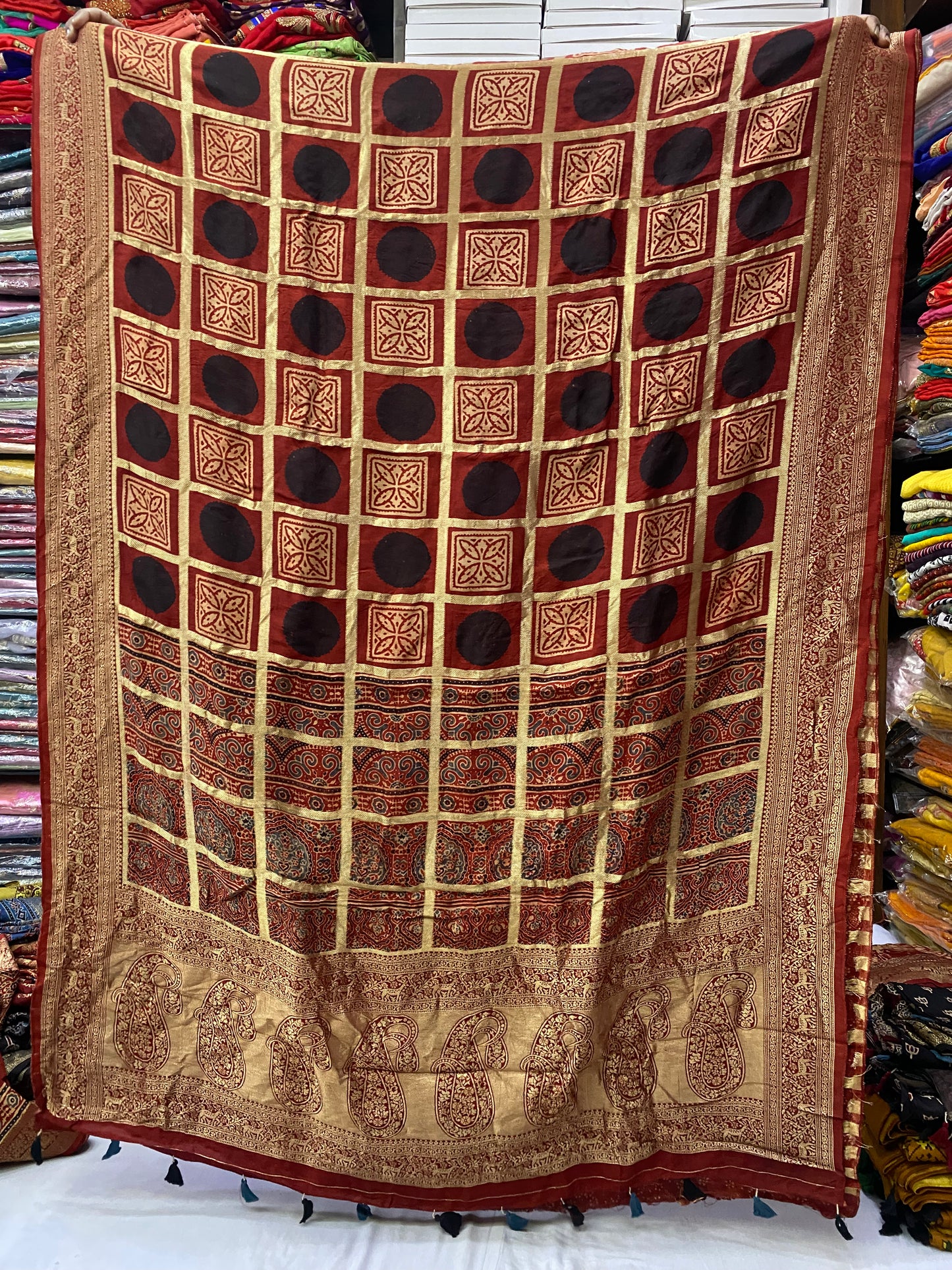 Ajrakh Dola Silk Saree 06