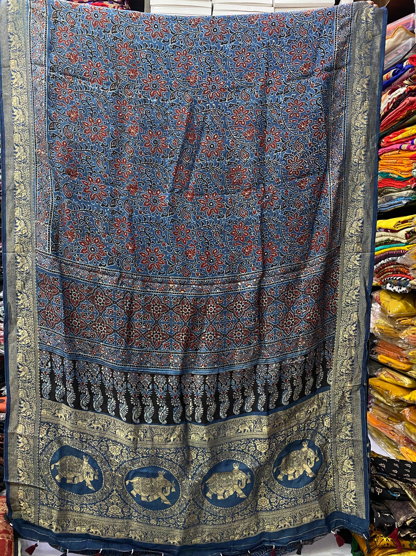 Ajrakh Dola Silk Saree 08