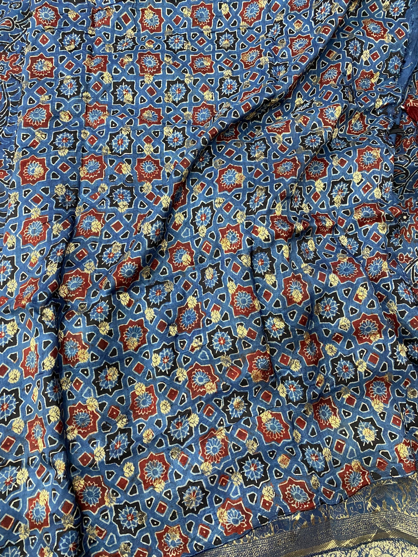 Ajrakh Dola Silk Saree 08