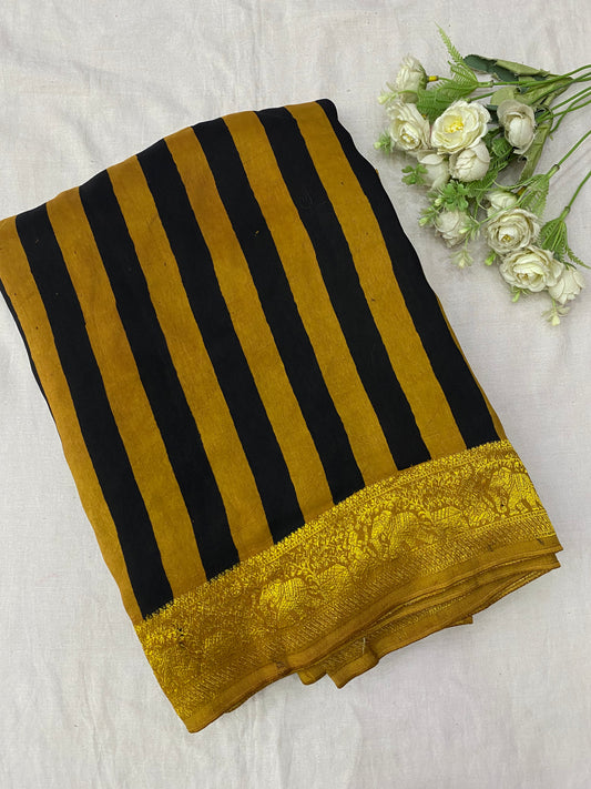 Ajrakh Dola Silk Saree 20