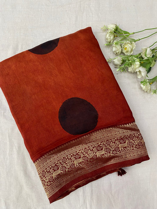 Ajrakh Dola Silk Saree 31