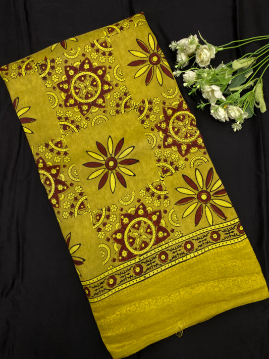 Ajrakh Dola Silk Saree 38