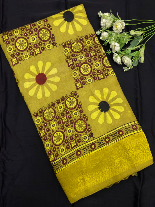 Ajrakh Dola Silk Saree 39
