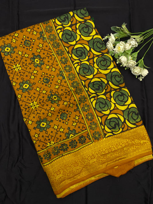 Ajrakh Dola Silk Saree 40