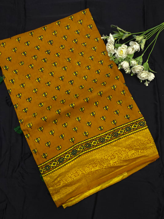 Ajrakh Dola Silk Saree 41