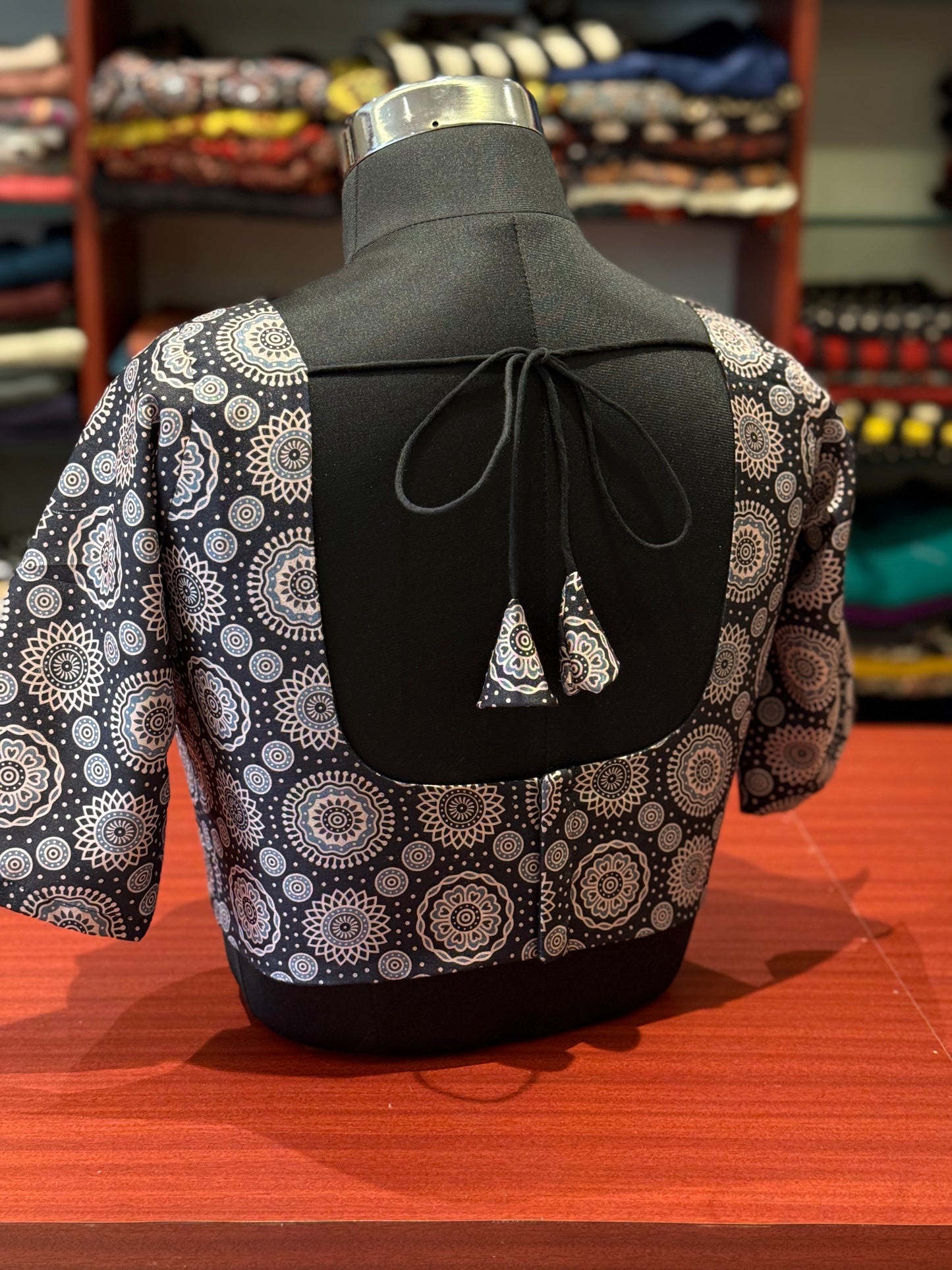 Midnight Mandala Ajrakh Sleeves Blouse