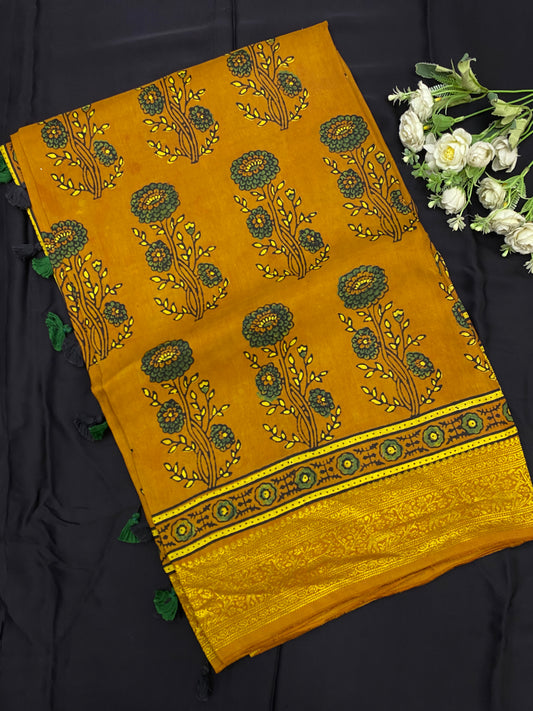 Ajrakh Dola Silk Saree 42