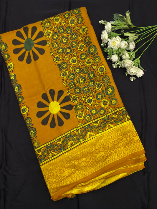 Ajrakh Dola Silk Saree 44