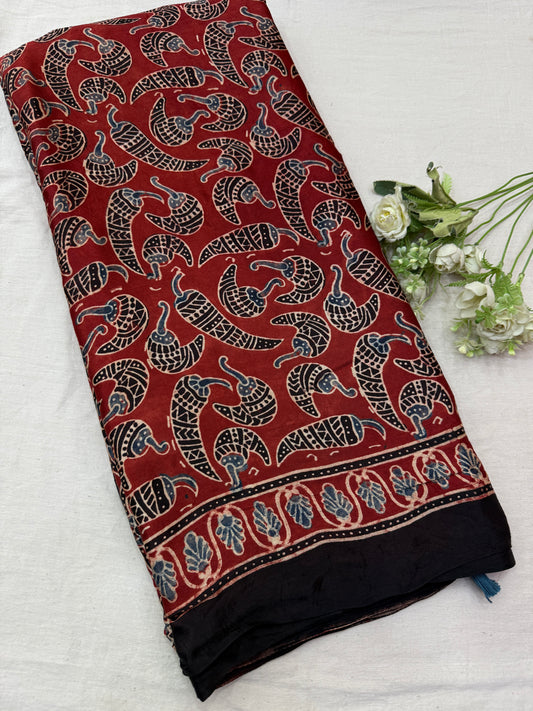 Ajrakh Lagdi Zari Pallu Saree 01