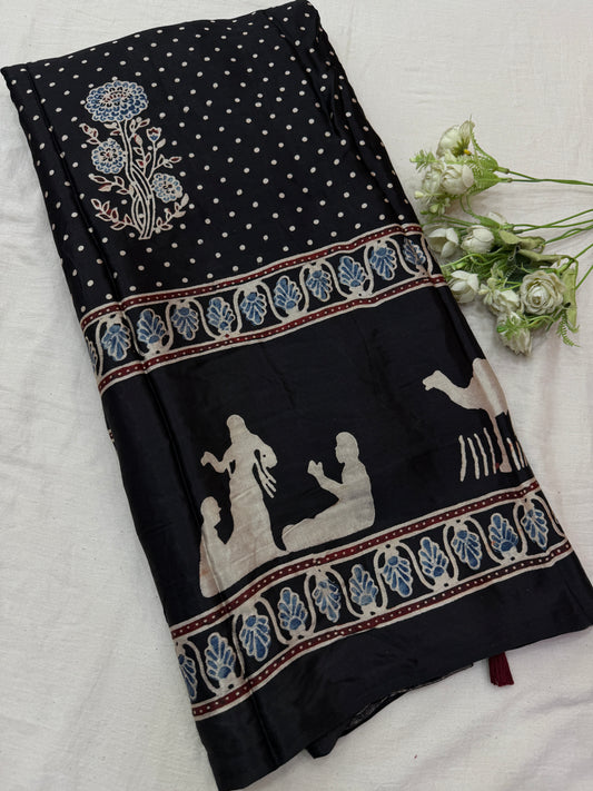 Ajrakh Lagdi Zari Pallu Saree 03