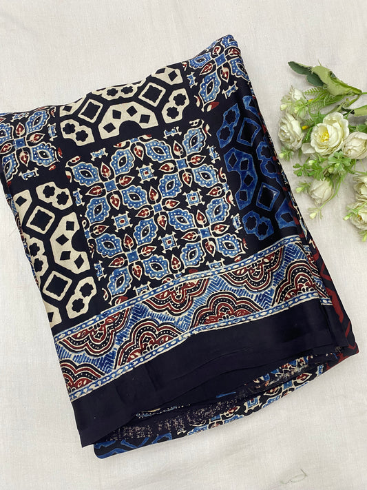 Rang Baag Ajrakh Print Modal Silk Saree