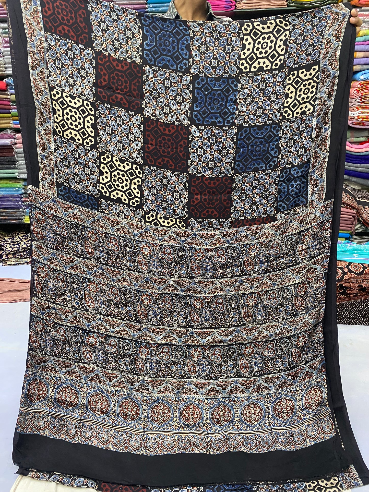 Rang Baag Ajrakh Print Modal Silk Saree