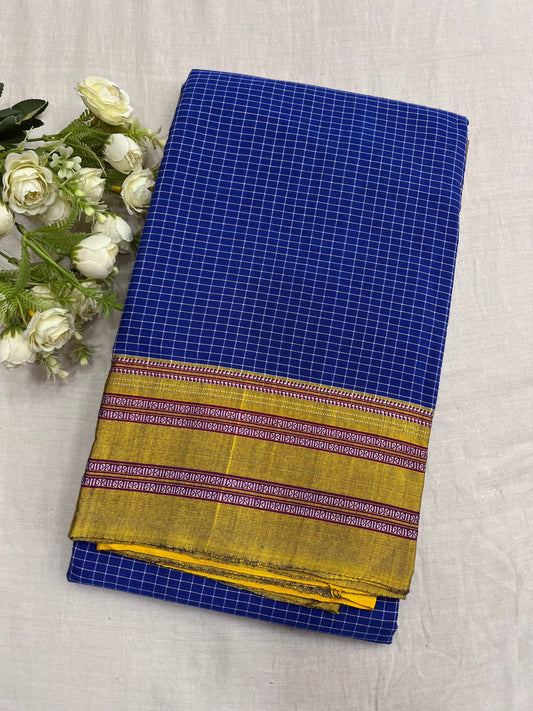 Blue Yellow Checks Ilkal Saree