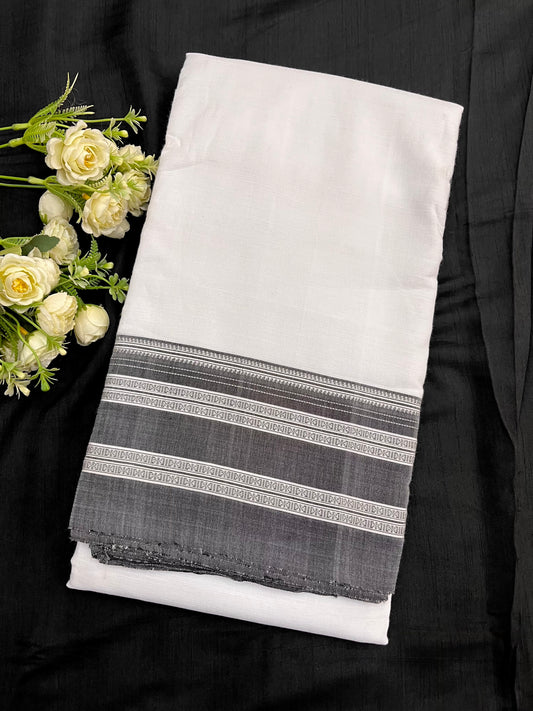 White & Grey Ilkal Saree