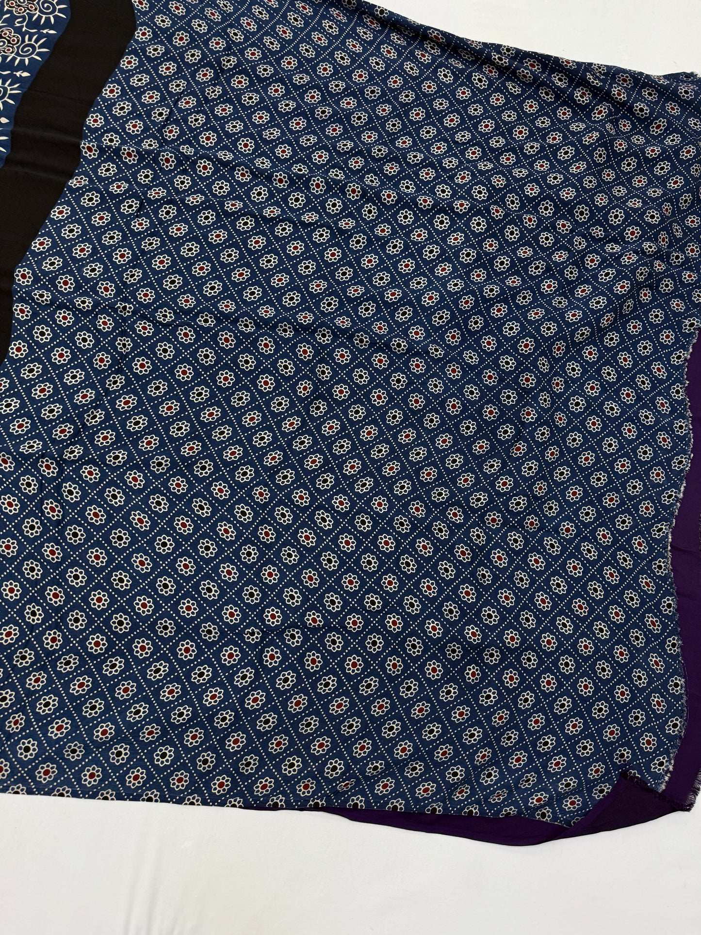 Ajrakh Plain Modal Silk Saree 01