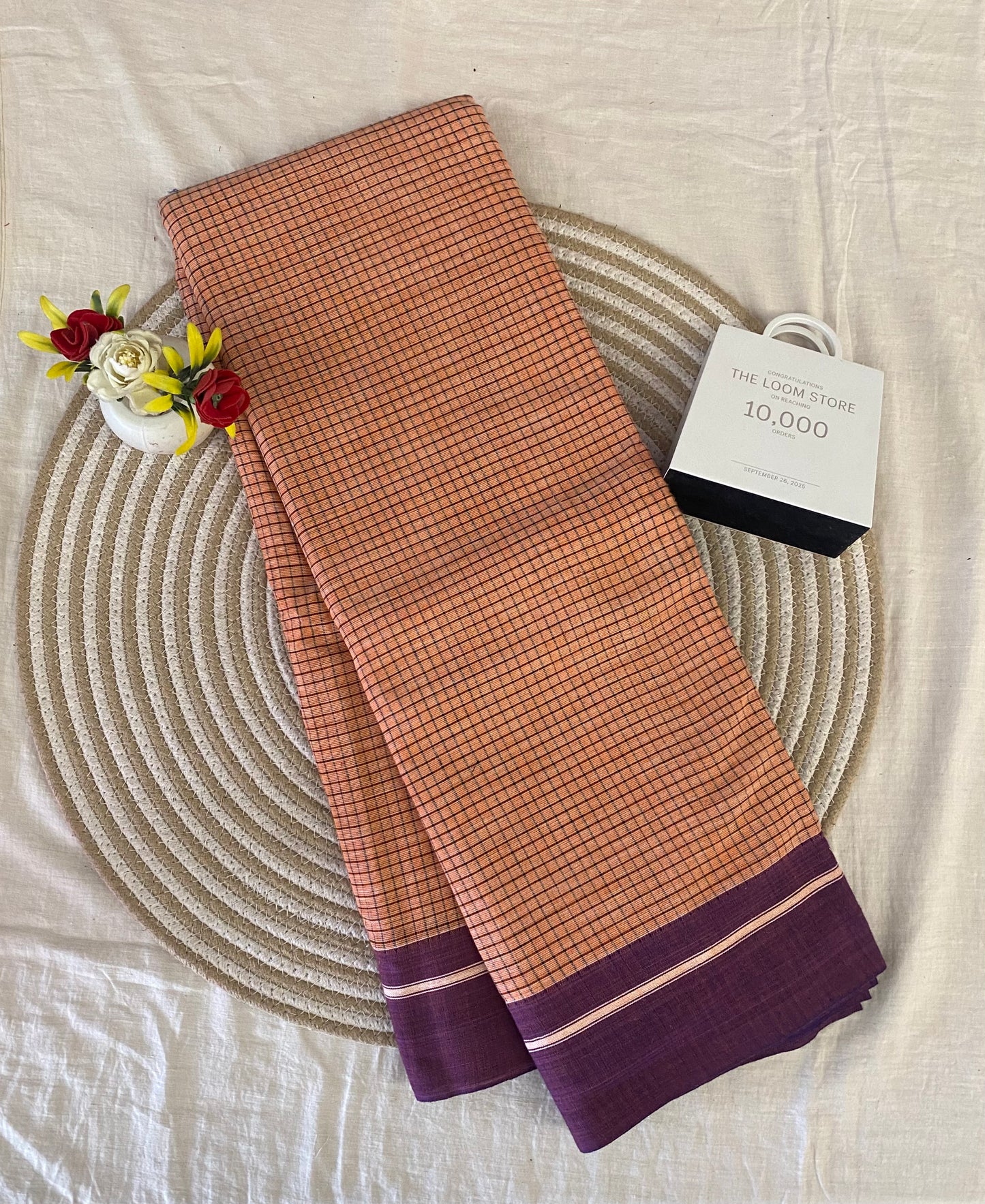 Peach Patteda Anchu Saree