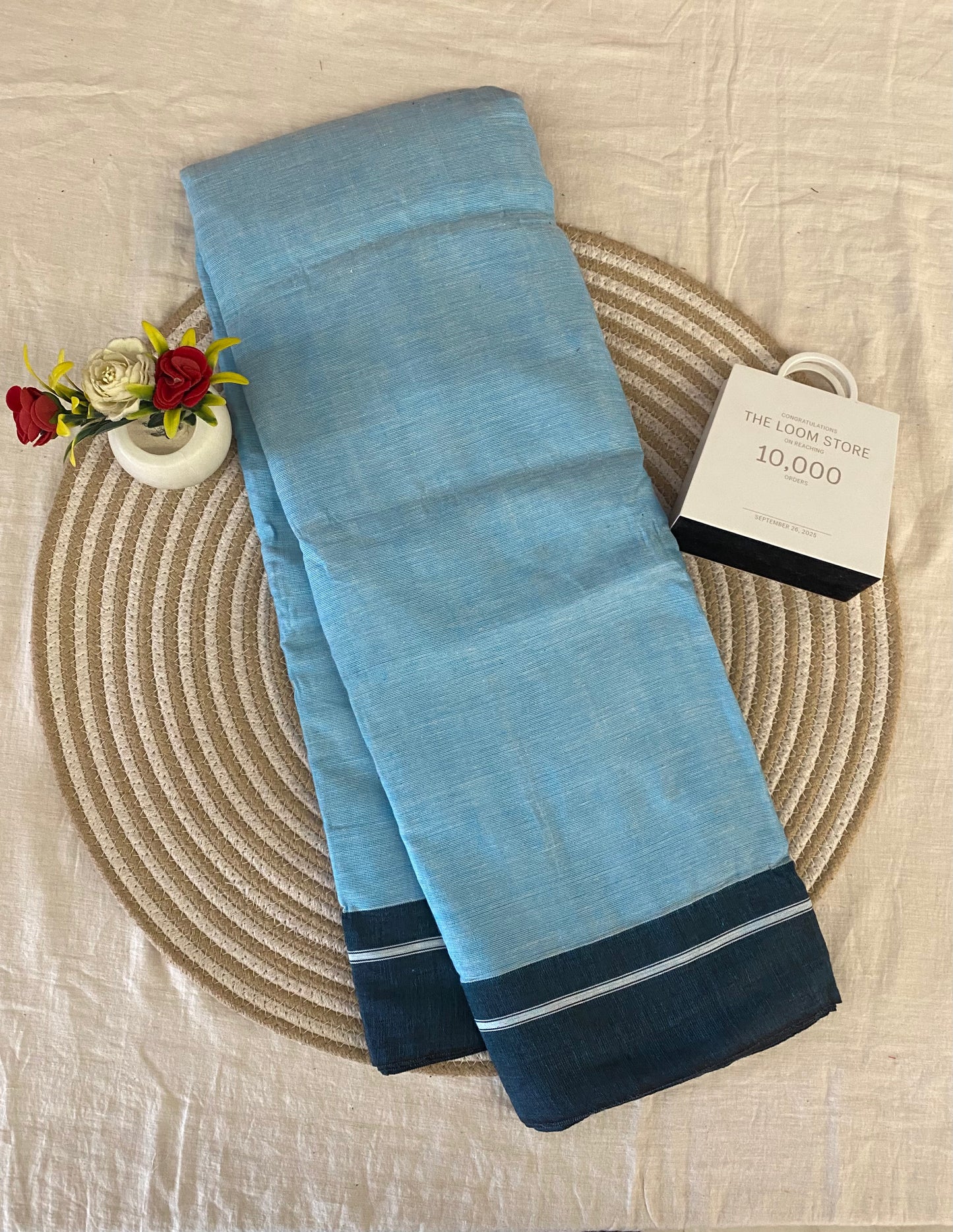 Sky Blue Patteda Anchu Saree