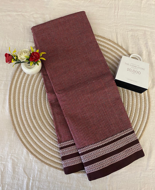 Coffee Brown Gomi Teni Border Patteda Anchu Saree