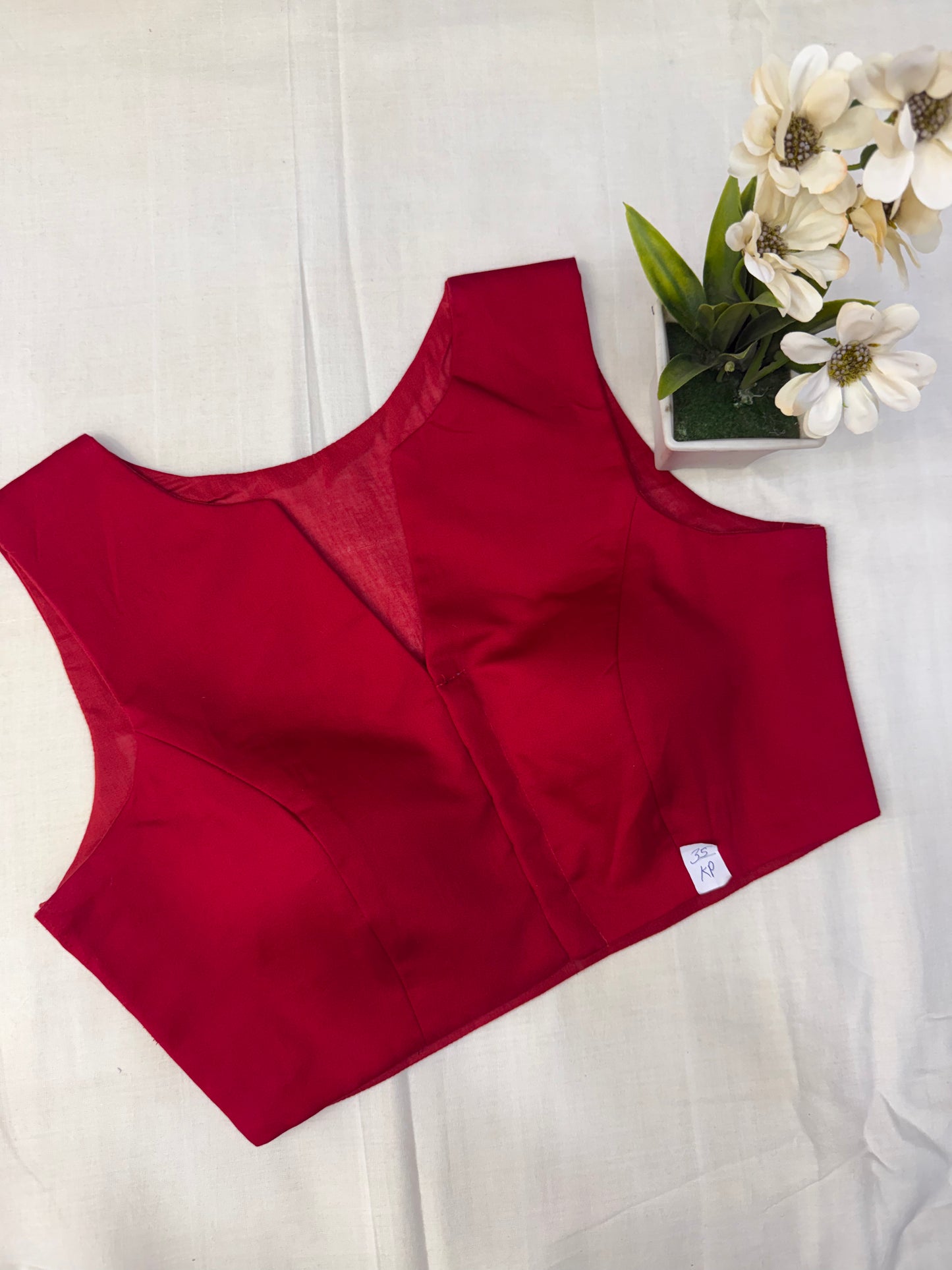 Red Formal Sleeveless Blouse