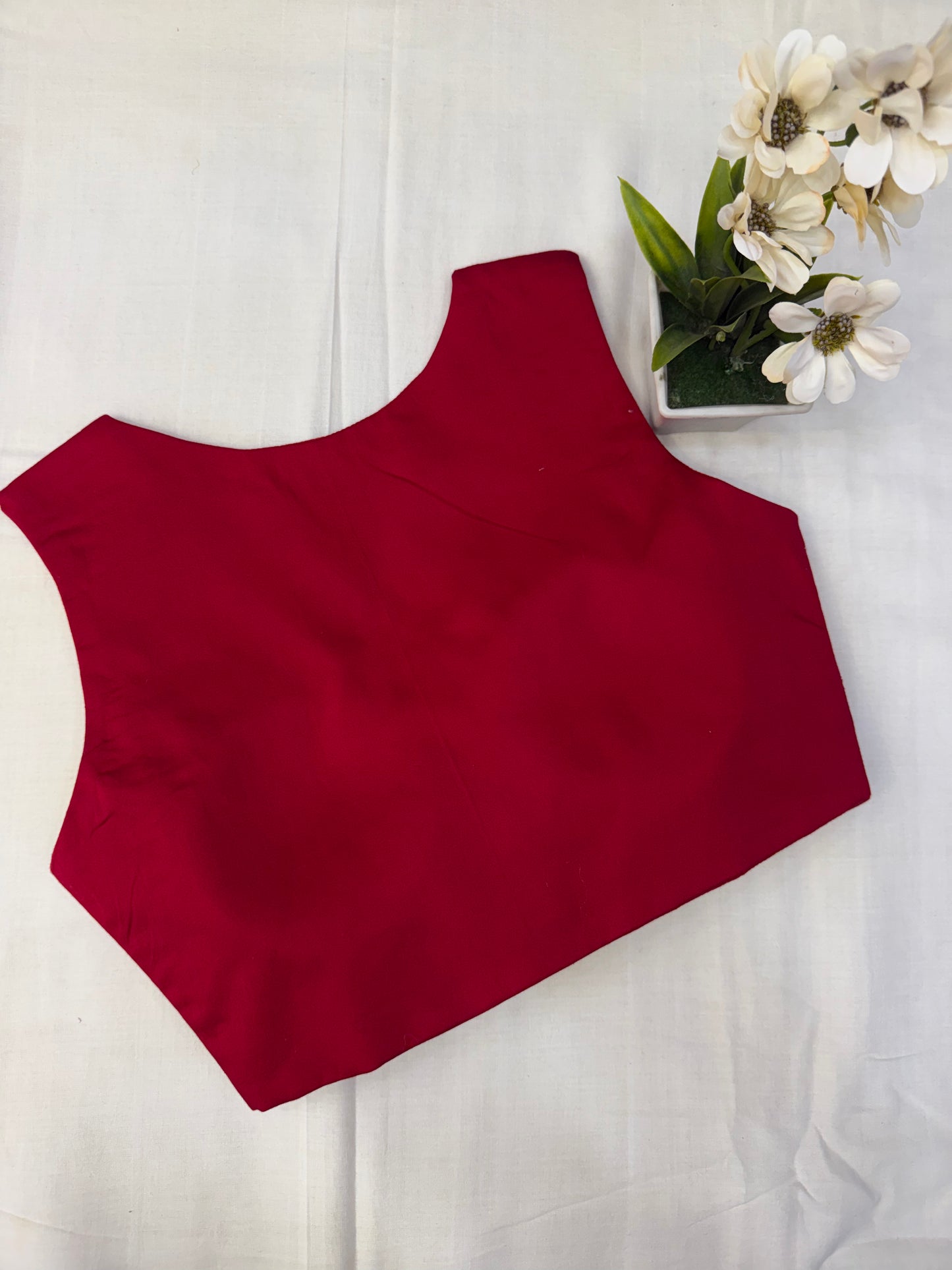 Red Formal Sleeveless Blouse