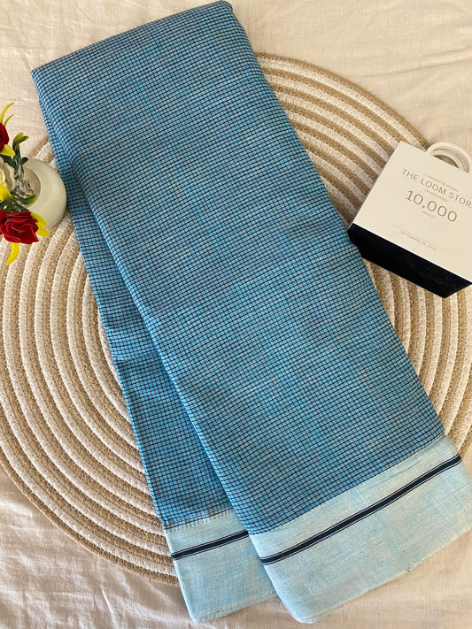 Sky Blue Patteda Anchu Saree