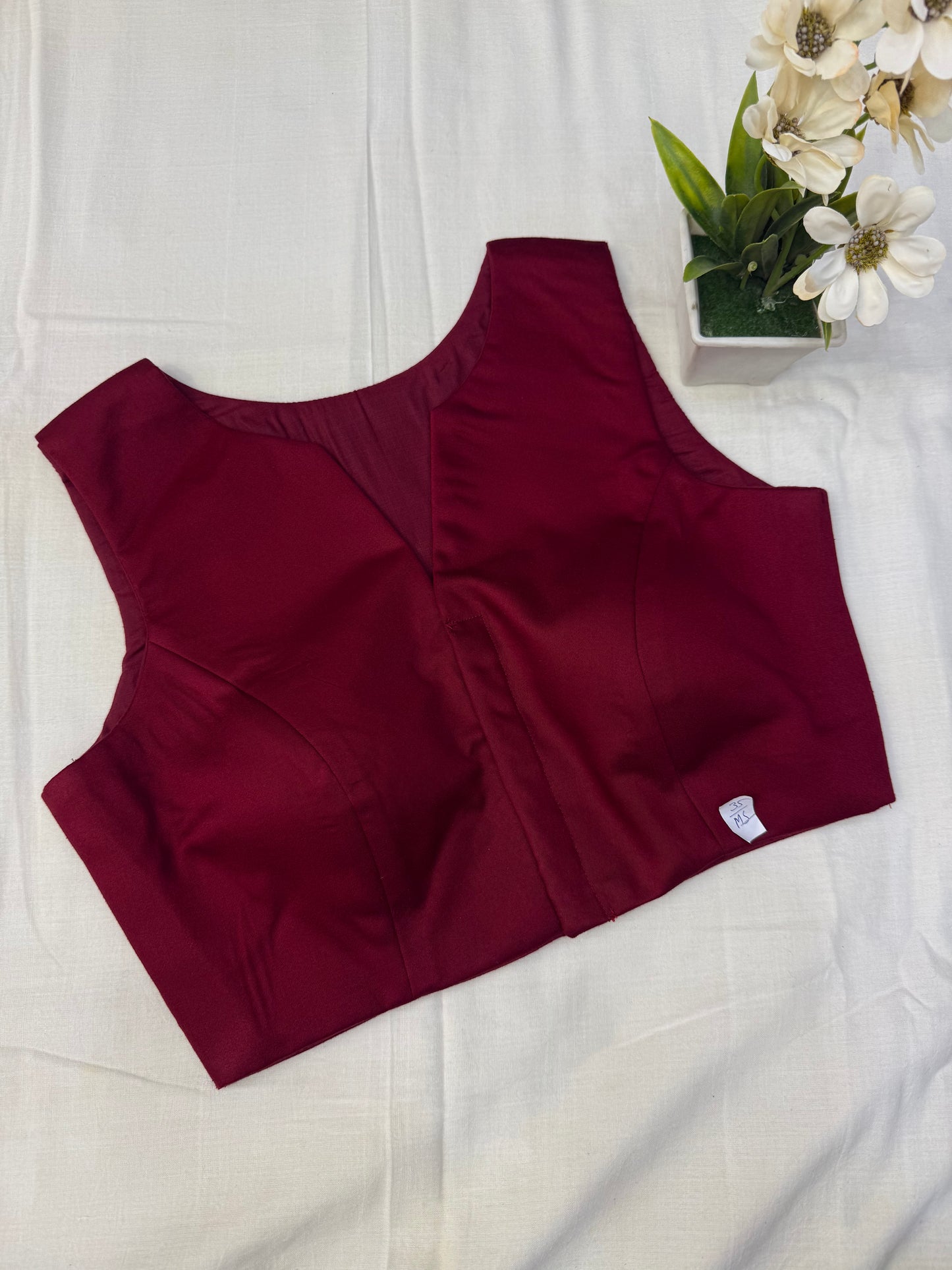Maroon Formal Sleeveless Blouse