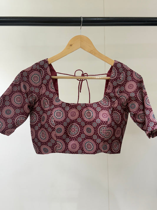 Mulberry Mandala Ajrakh Sleeves Blouse