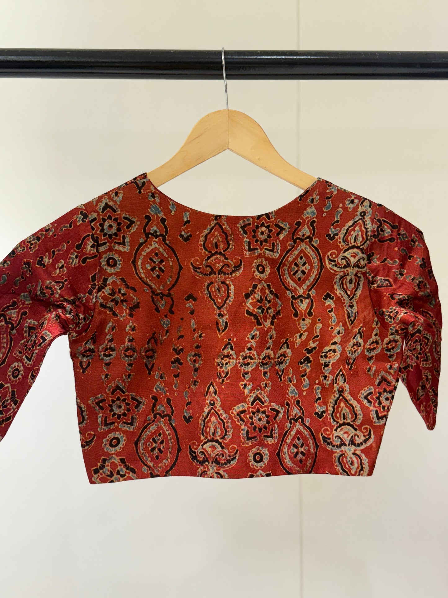 Rudraksha Ajrakh Modal Sleeves Blouse