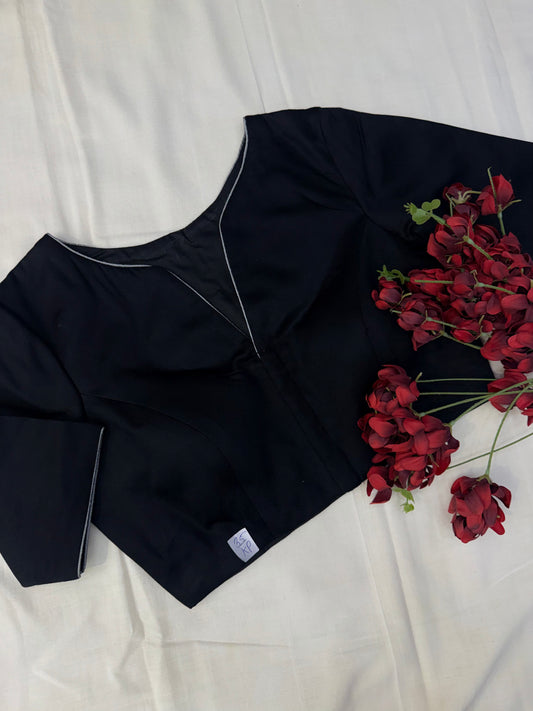 Grey Black Formal Sleeves Blouse