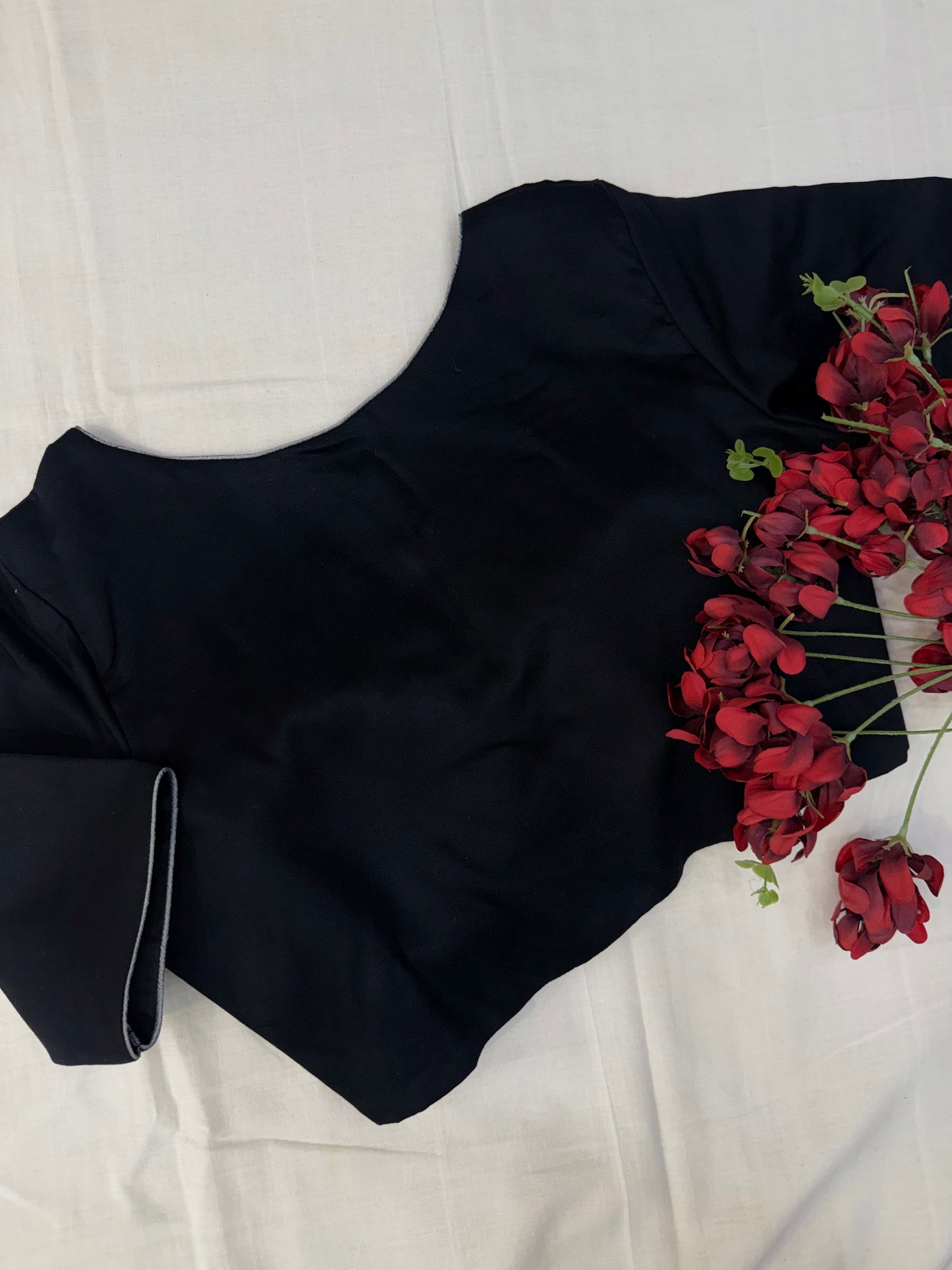 Grey Black Formal Sleeves Blouse