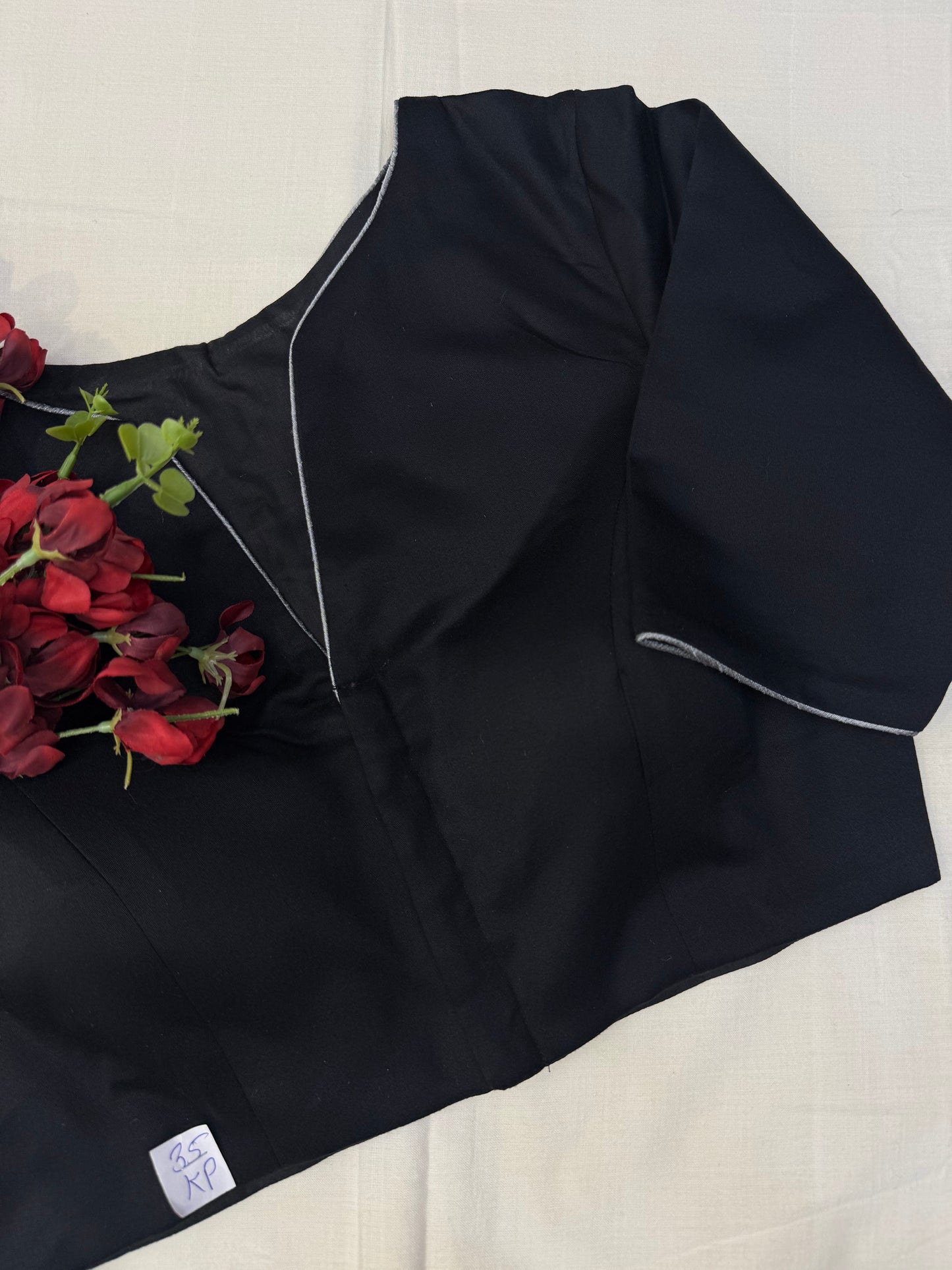 Grey Black Formal Sleeves Blouse