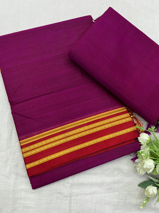 Magenta Gayathri Border Rayon Cotton Ilkal Sarees