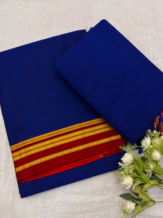 Blue Gayathri Border Rayon Cotton Ilkal Sarees