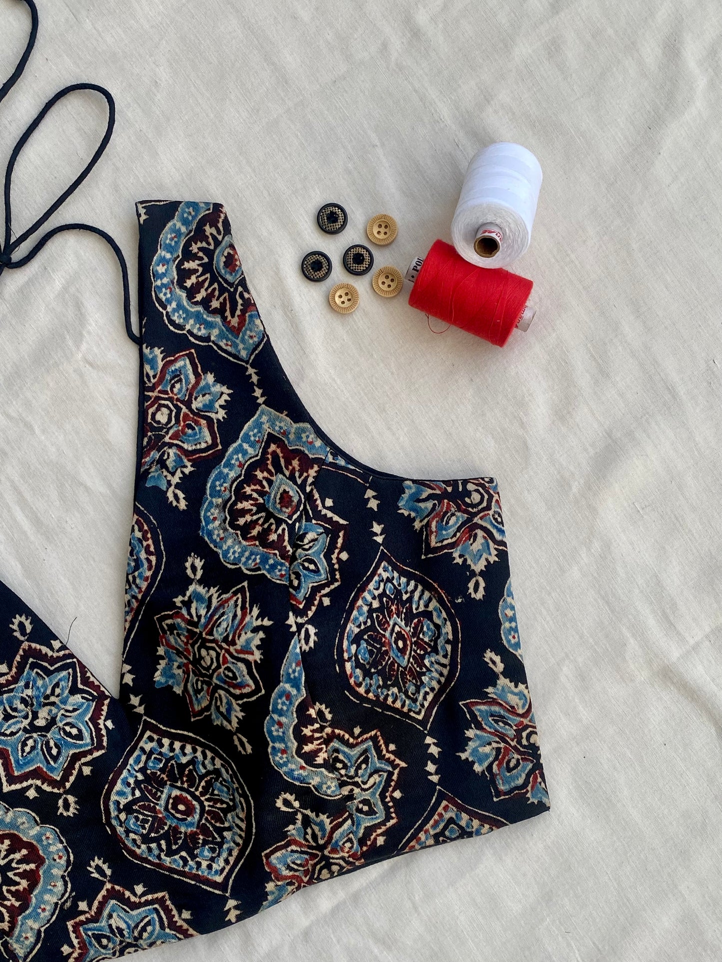 Neel Badam Ajrakh Modal Silk Blouse