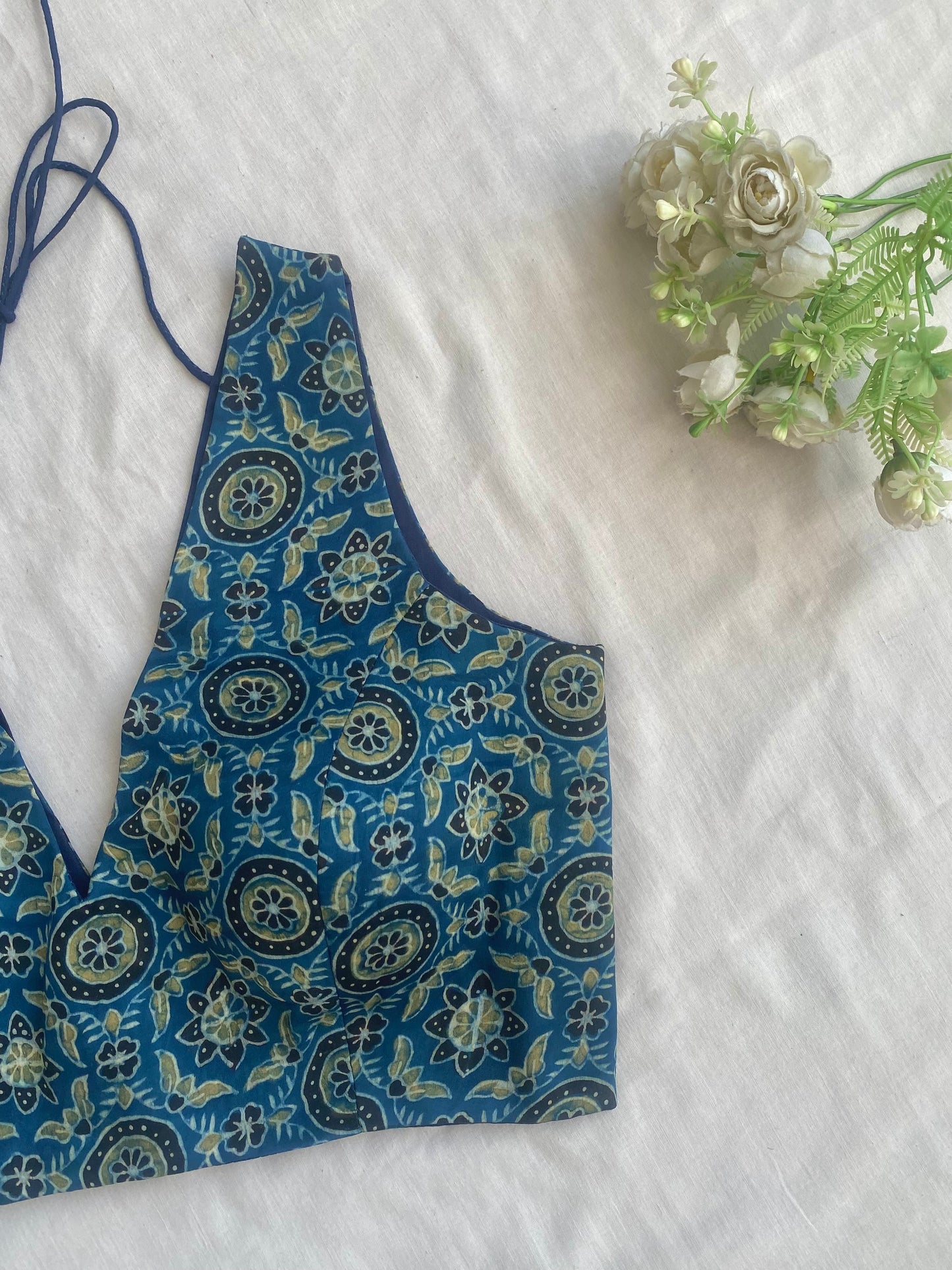 Neel Chakori Ajrakh Moal Silk Blouse