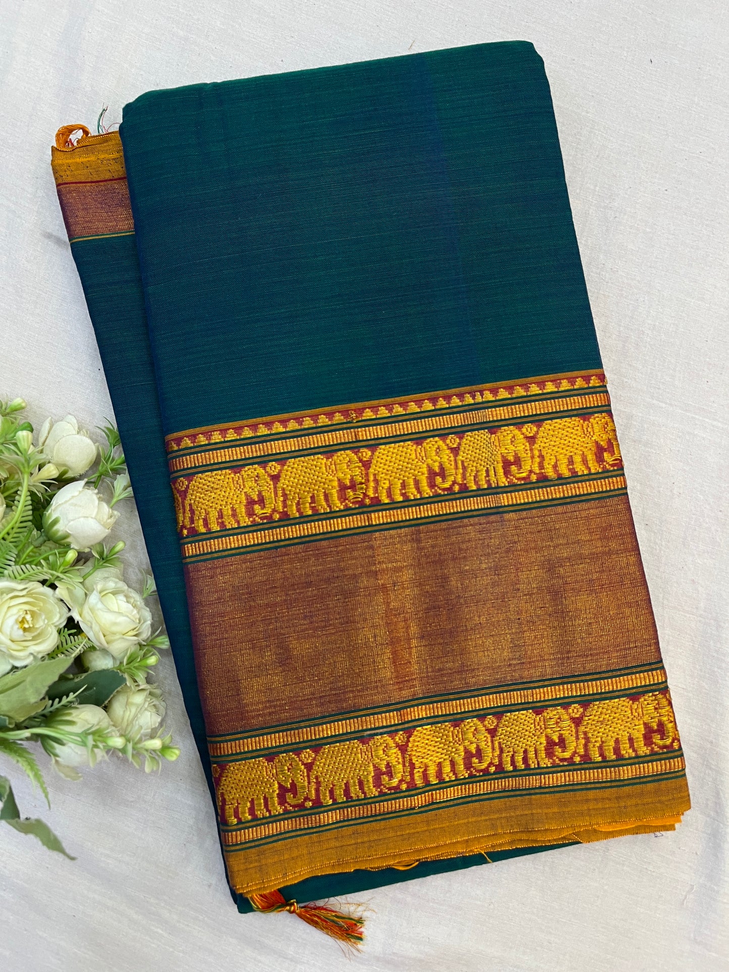 Teal Zari Border Bhagyanagar Cotton Saree