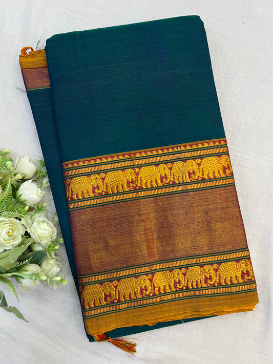 Teal Zari Border Bhagyanagar Cotton Saree