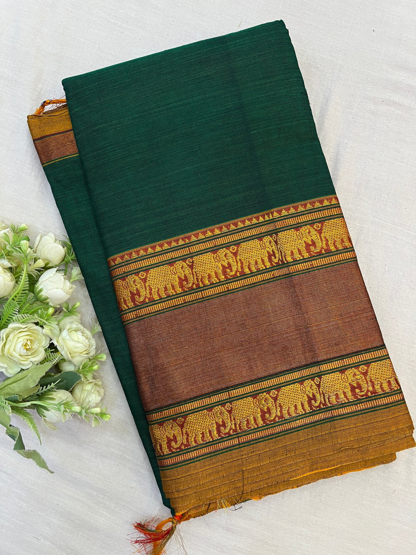 Green Zari Border Bhagyanagar Cotton Saree