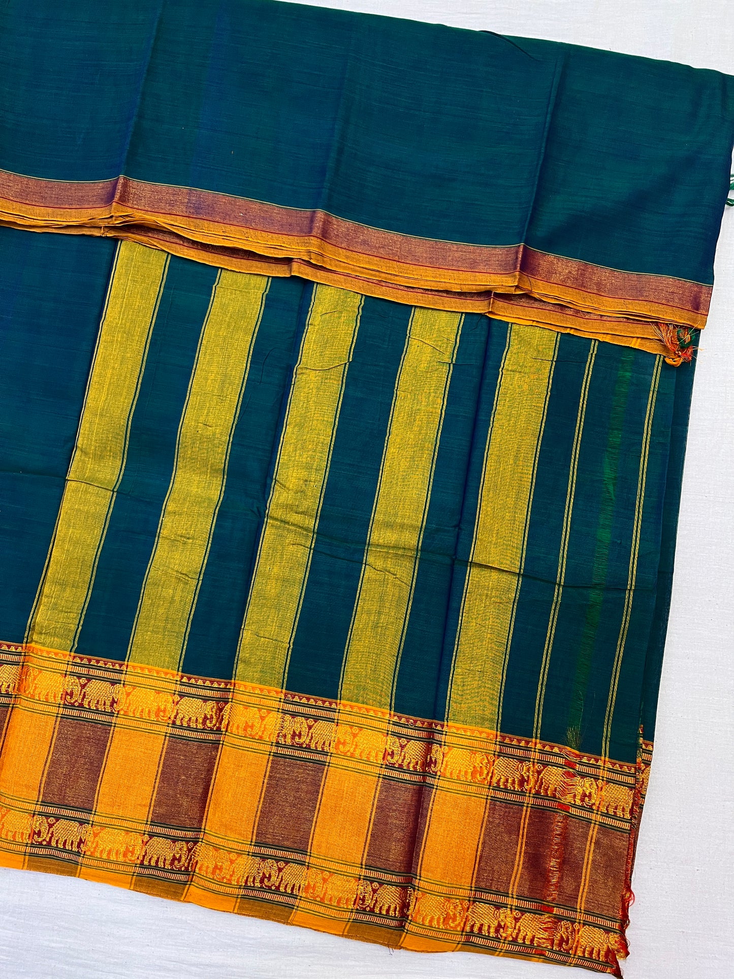 Teal Zari Border Bhagyanagar Cotton Saree