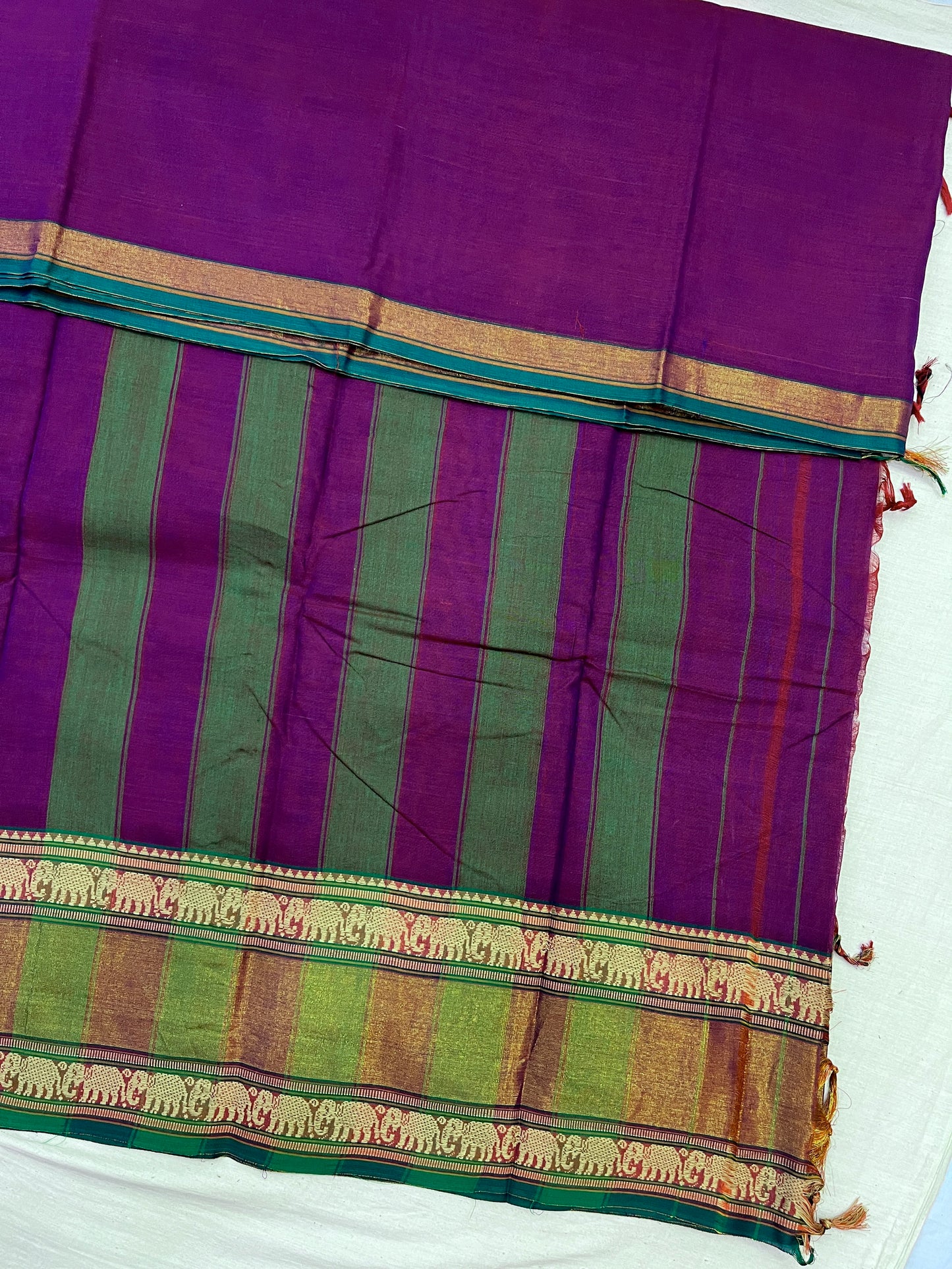 Purple Cotton Zari Border Bhagyanagar Cotton Saree