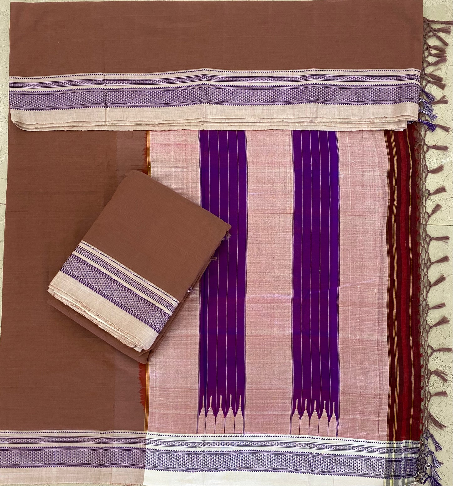 Dusty Rose Handloom Ikkal Cotton Saree