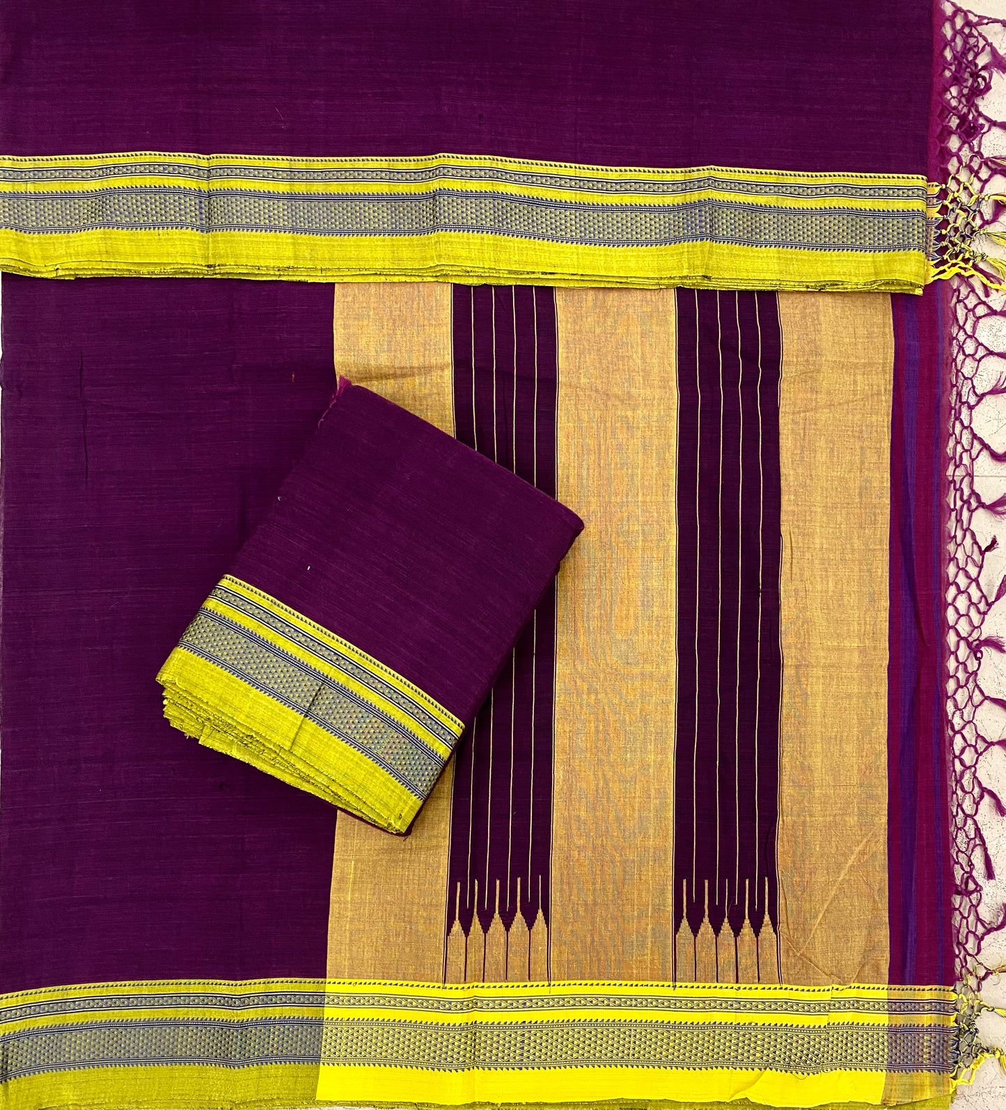 Jamun Handloom Ikkal Cotton Saree