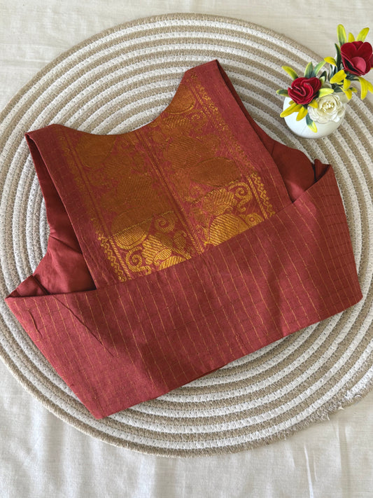 Dusty Peach Sungudi Cotton Racer Back Blouse