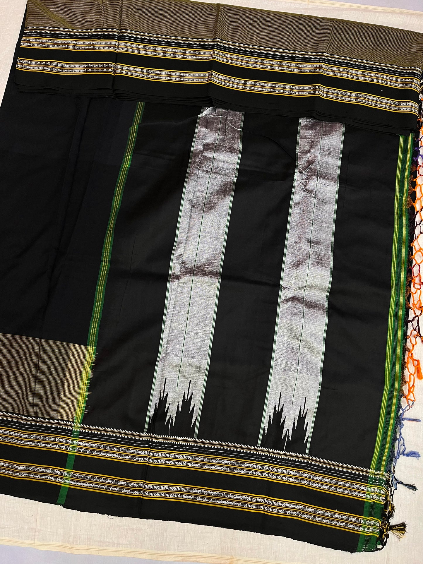 Black Mustard Stripe Ilkal Saree