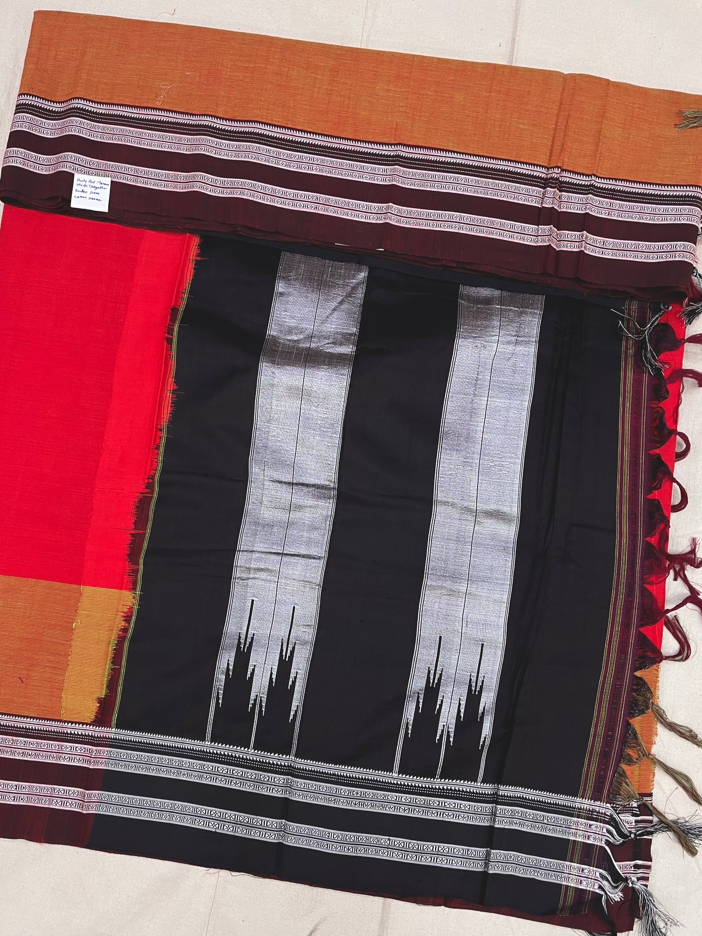 Dusty Red Maroon Stripe Ilkal Saree