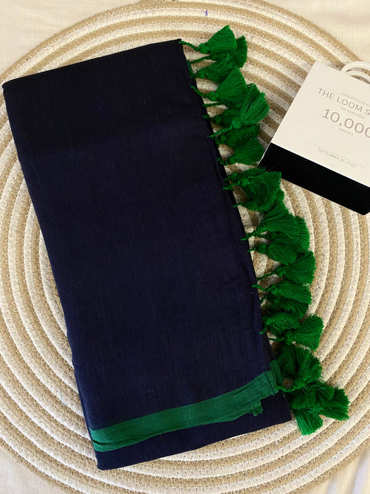 Navy Blue Mulmul Saree