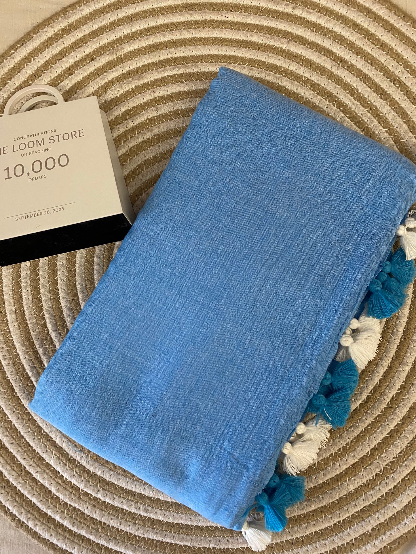 Sky Blue Mulmul Saree